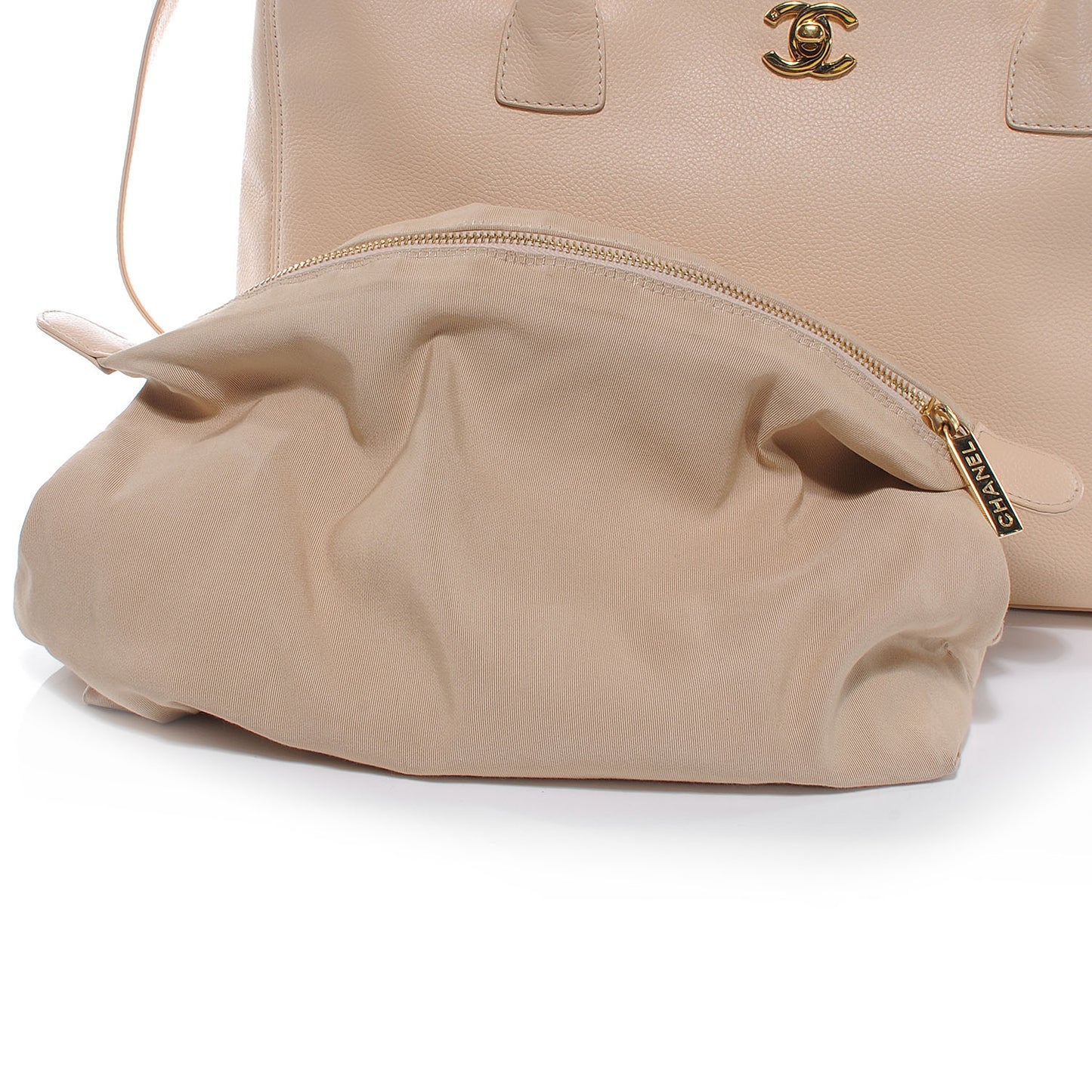 Calfskin Cerf Executive Shopper Tote Beige Clair
