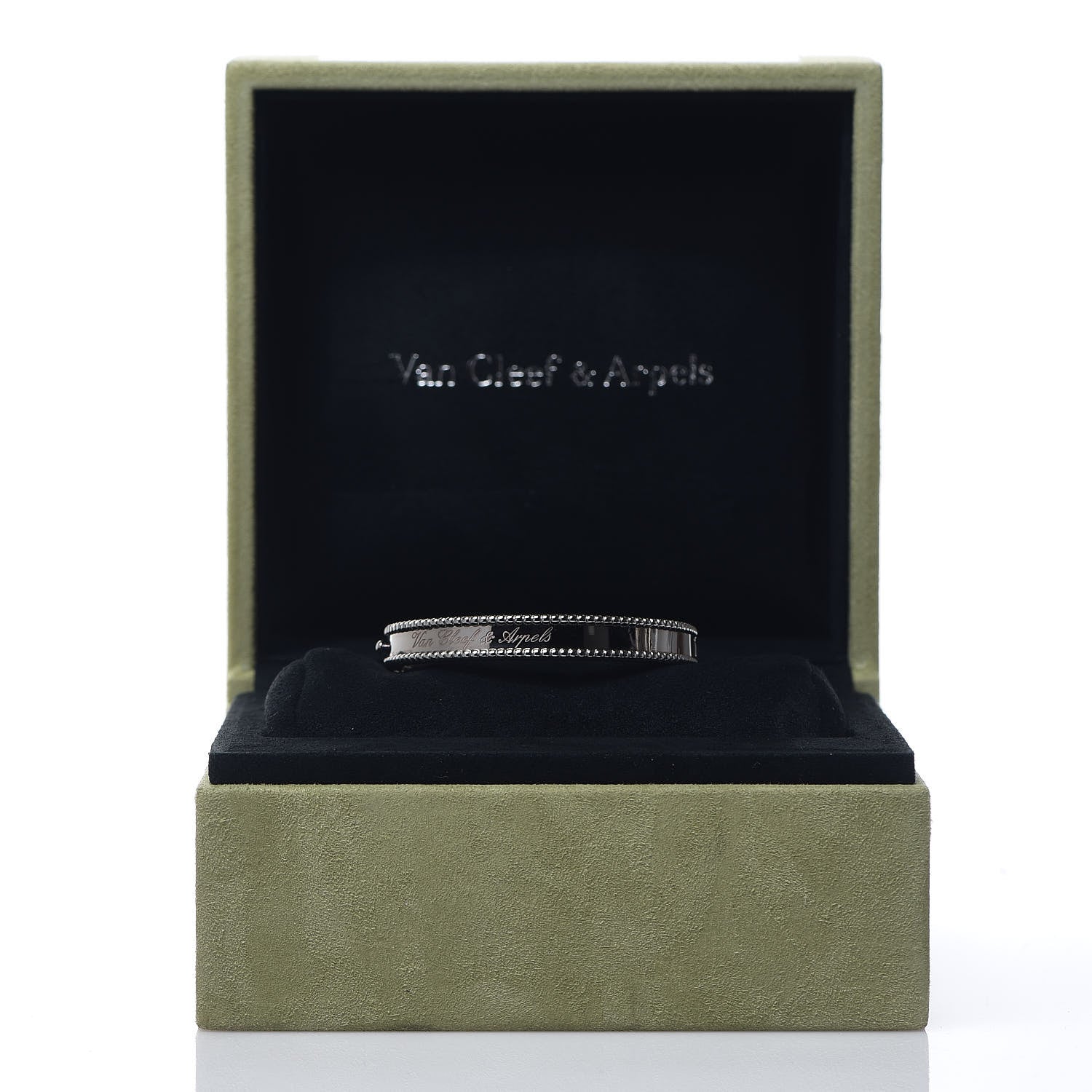 Van Cleef & Arpels 18K White Gold Perlee Signature Bangle Bracelet S 5 of 5