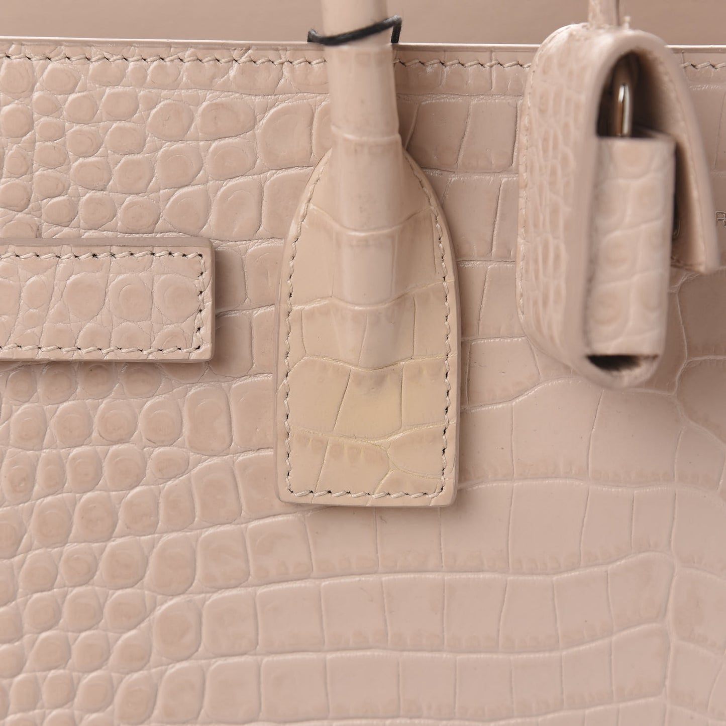 Calfskin Crocodile Embossed Baby Sac De Jour Rose Antic