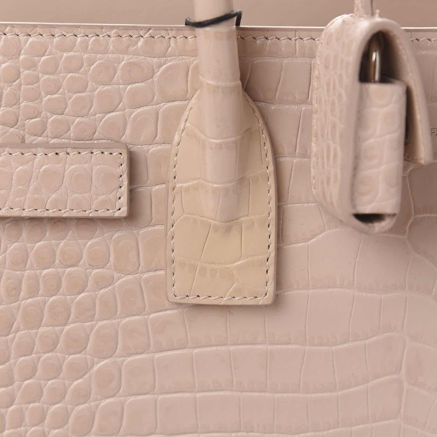 Saint Laurent Calfskin Crocodile Embossed Baby Sac De Jour Rose Antic 7 of 13