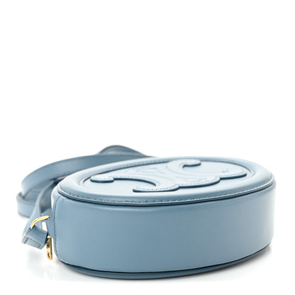 Celine Smooth Calfskin Cuir Small Triomphe Oval Crossbody Purse Denim 4 of 9