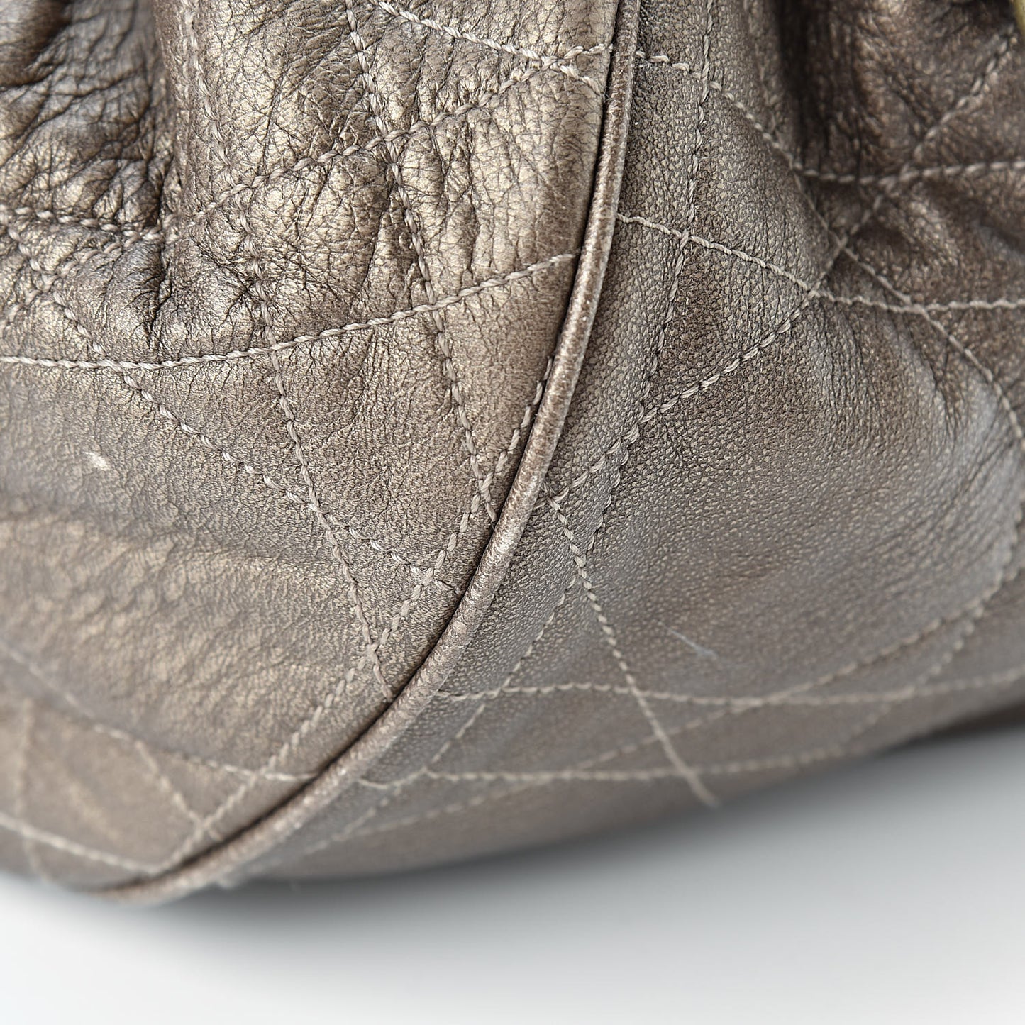 Lambskin Cannage Drawstring Bag Bronze
