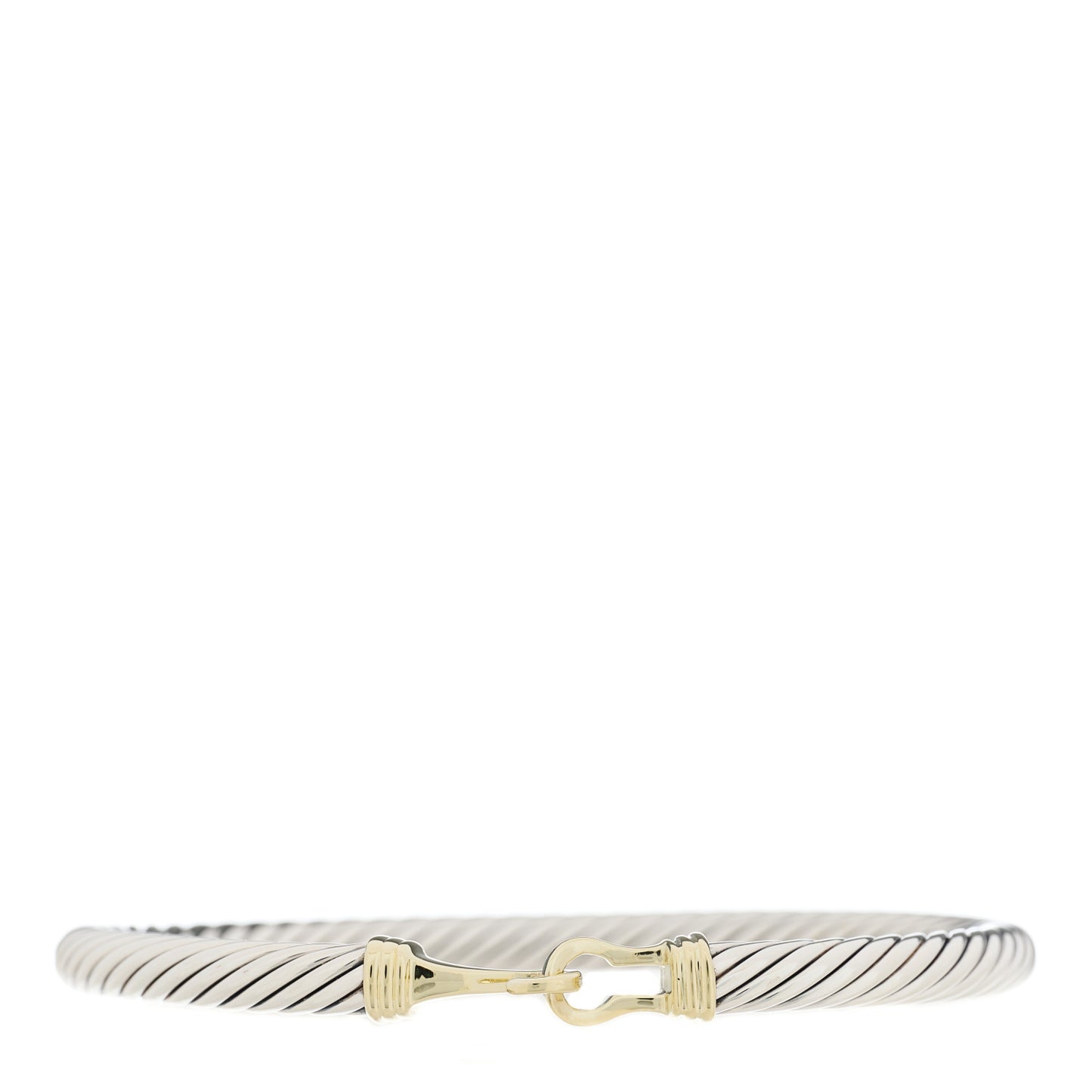 Sterling Silver 14K Yellow Gold 5mm Cable Classic Buckle Bracelet