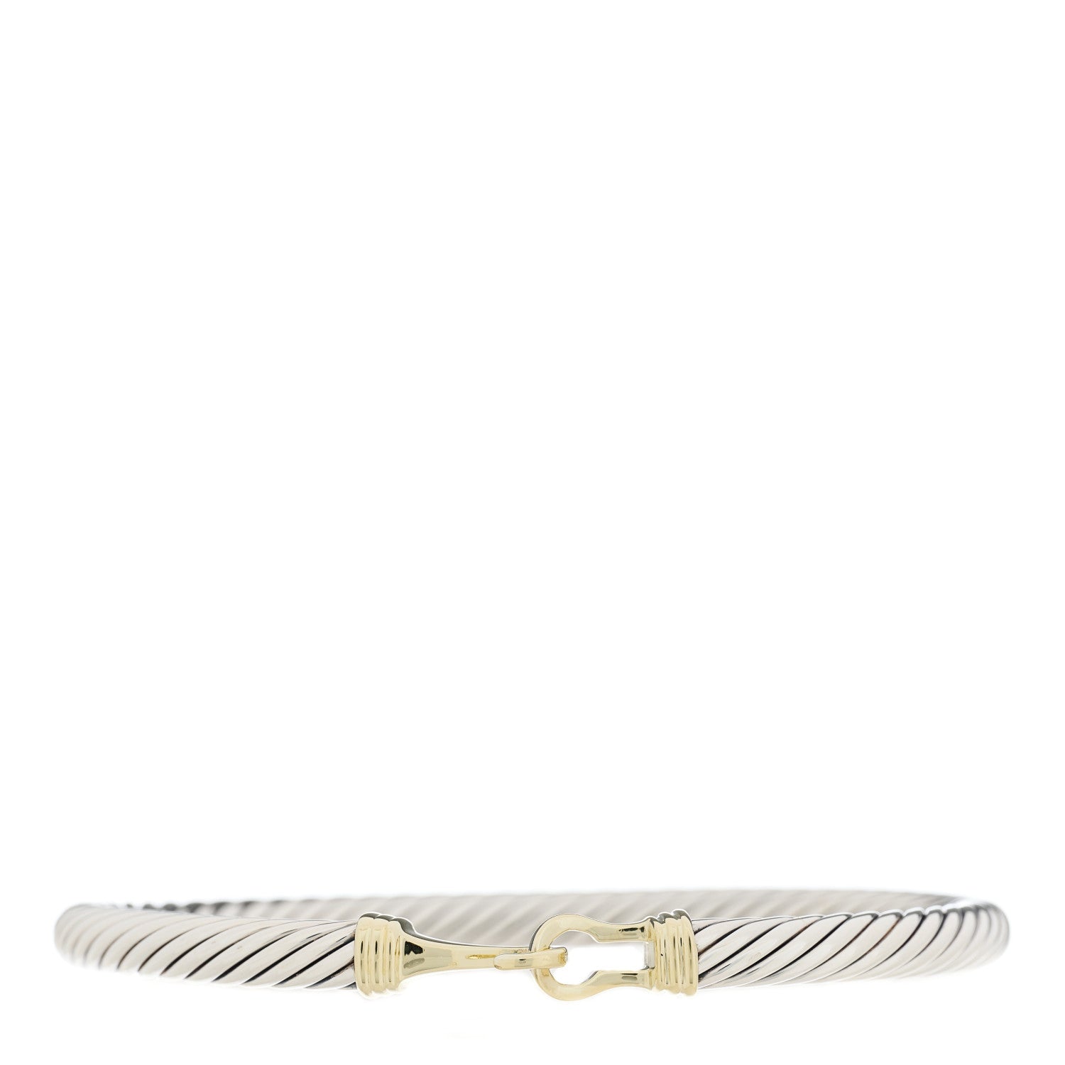 David Yurman Sterling Silver 14K Yellow Gold 5mm Cable Classic Buckle Bracelet 1 of 3