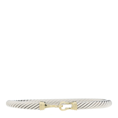David Yurman Sterling Silver 14K Yellow Gold 5mm Cable Classic Buckle Bracelet 1 of 3