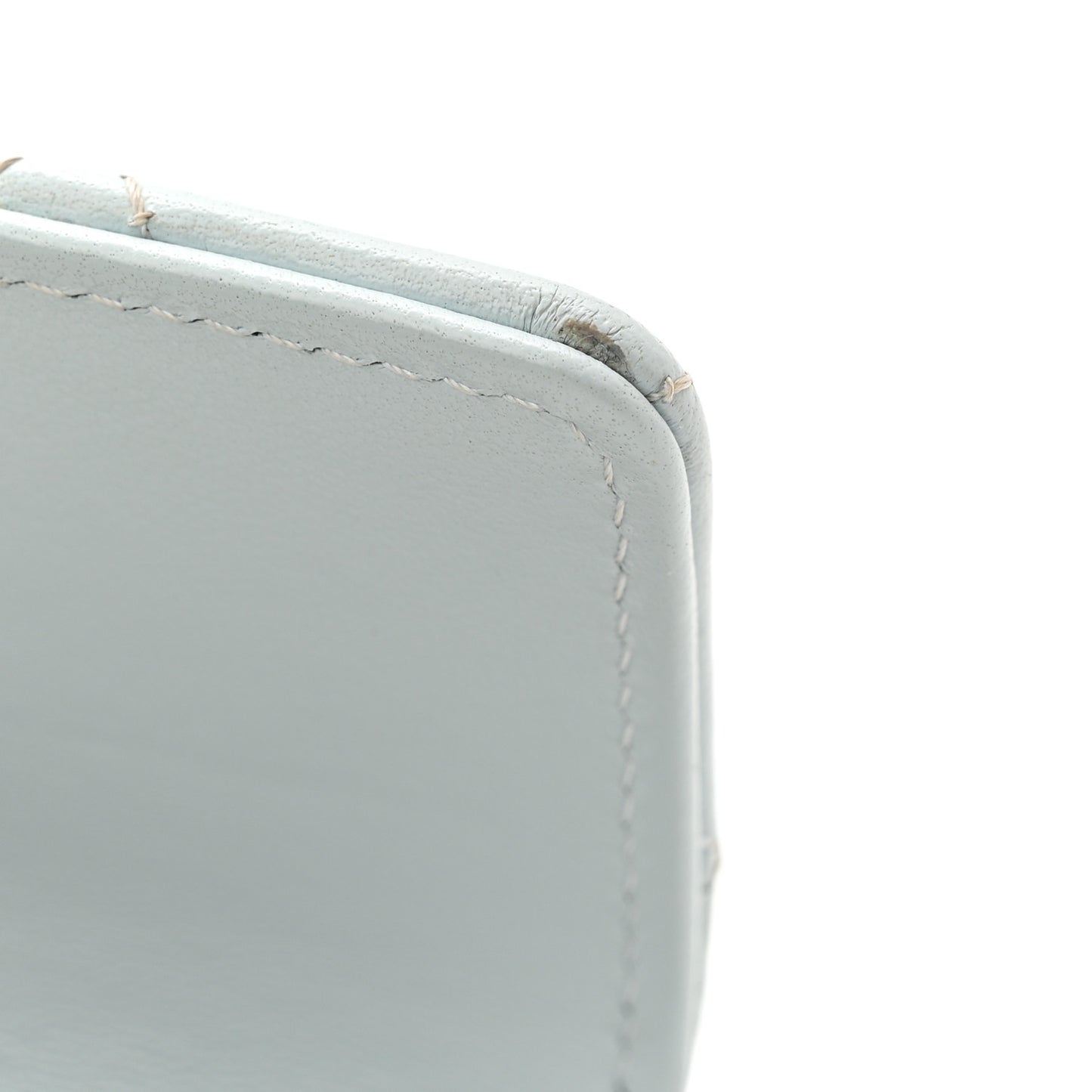 Lambskin Quilted Pearl CC Chanel Flap Card Holder Light Blue