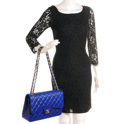Chanel Lambskin Quilted Jumbo Double Flap Dark Blue 2 of 9