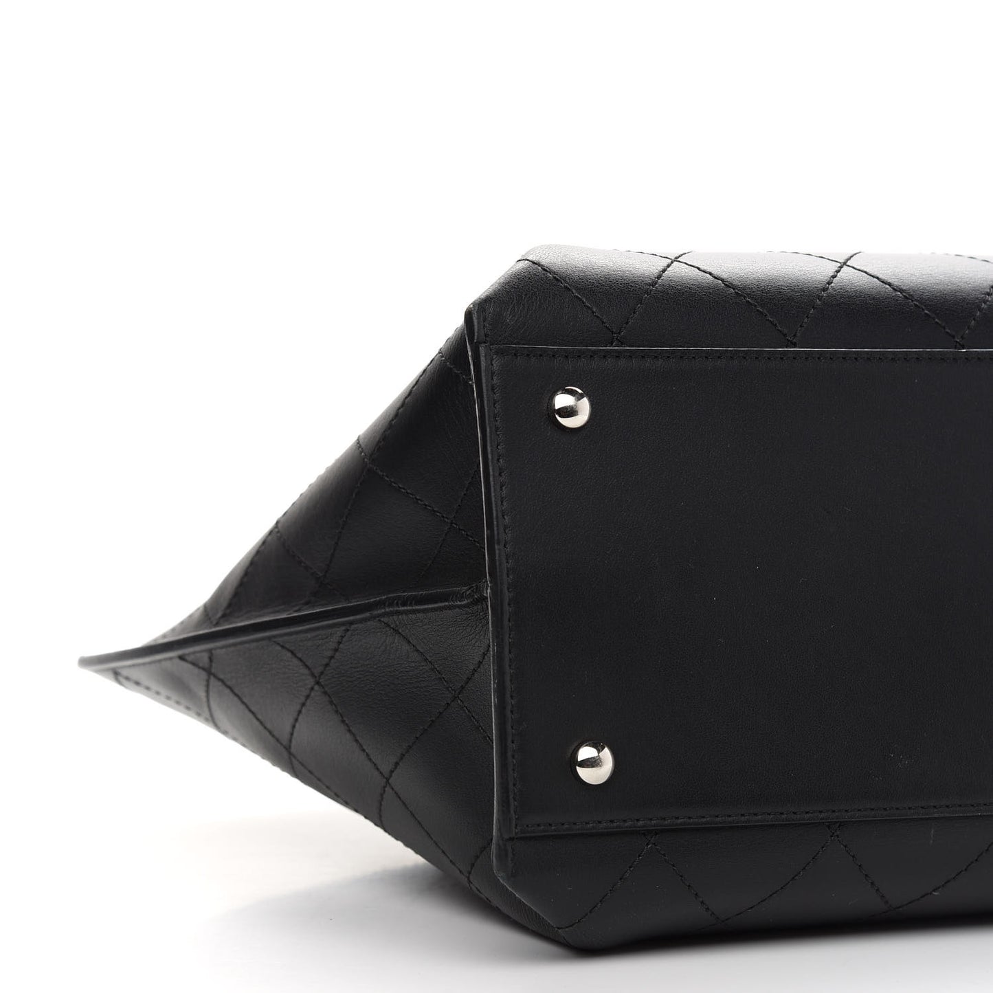 Calfskin Stitched Shopping Tote Black