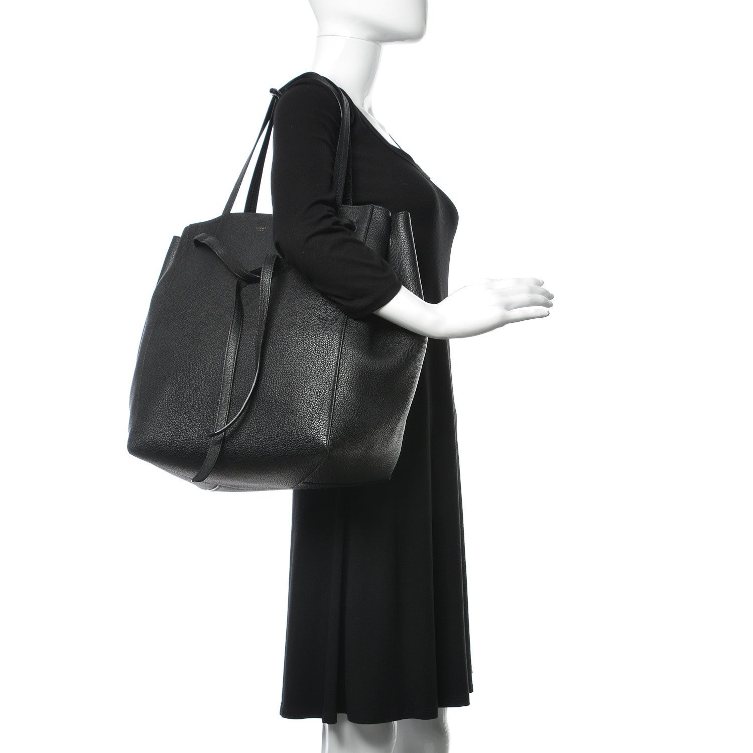 Celine Soft Grained Calfskin Medium Belt Cabas Phantom Black 2 of 9