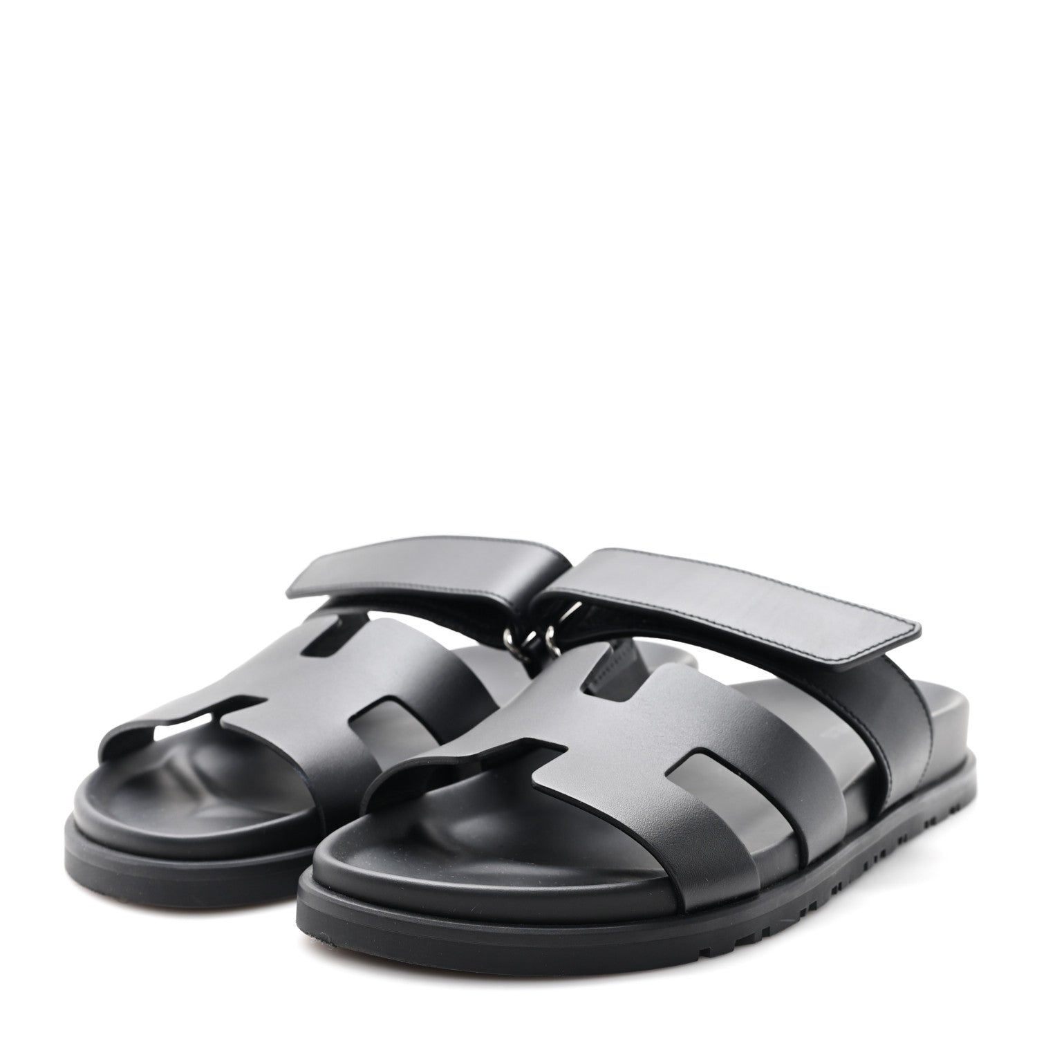 Hermes Calfskin Womens Chypre Sandals 37 Black 4 of 10