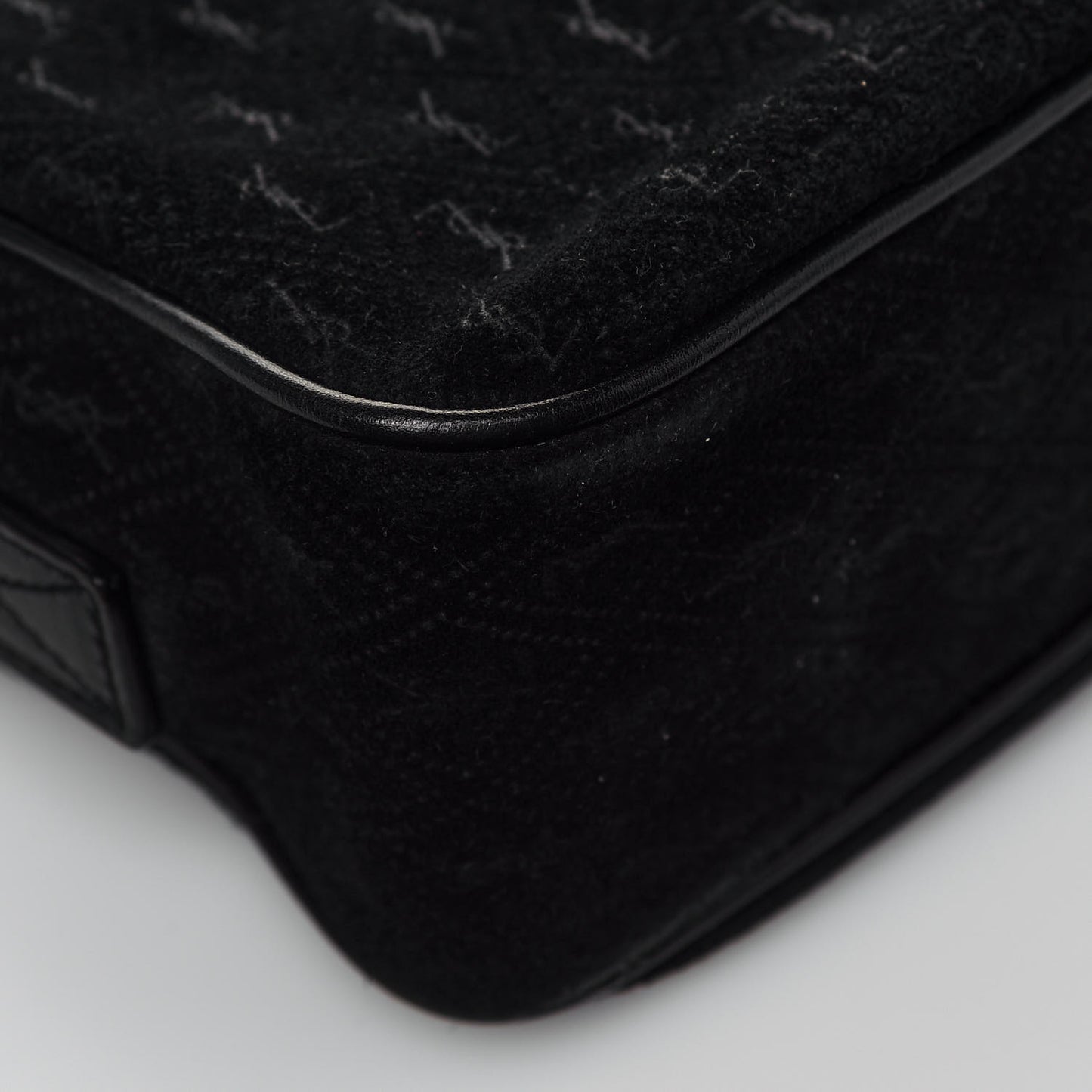 Suede Monogram All Over Camera Bag Black