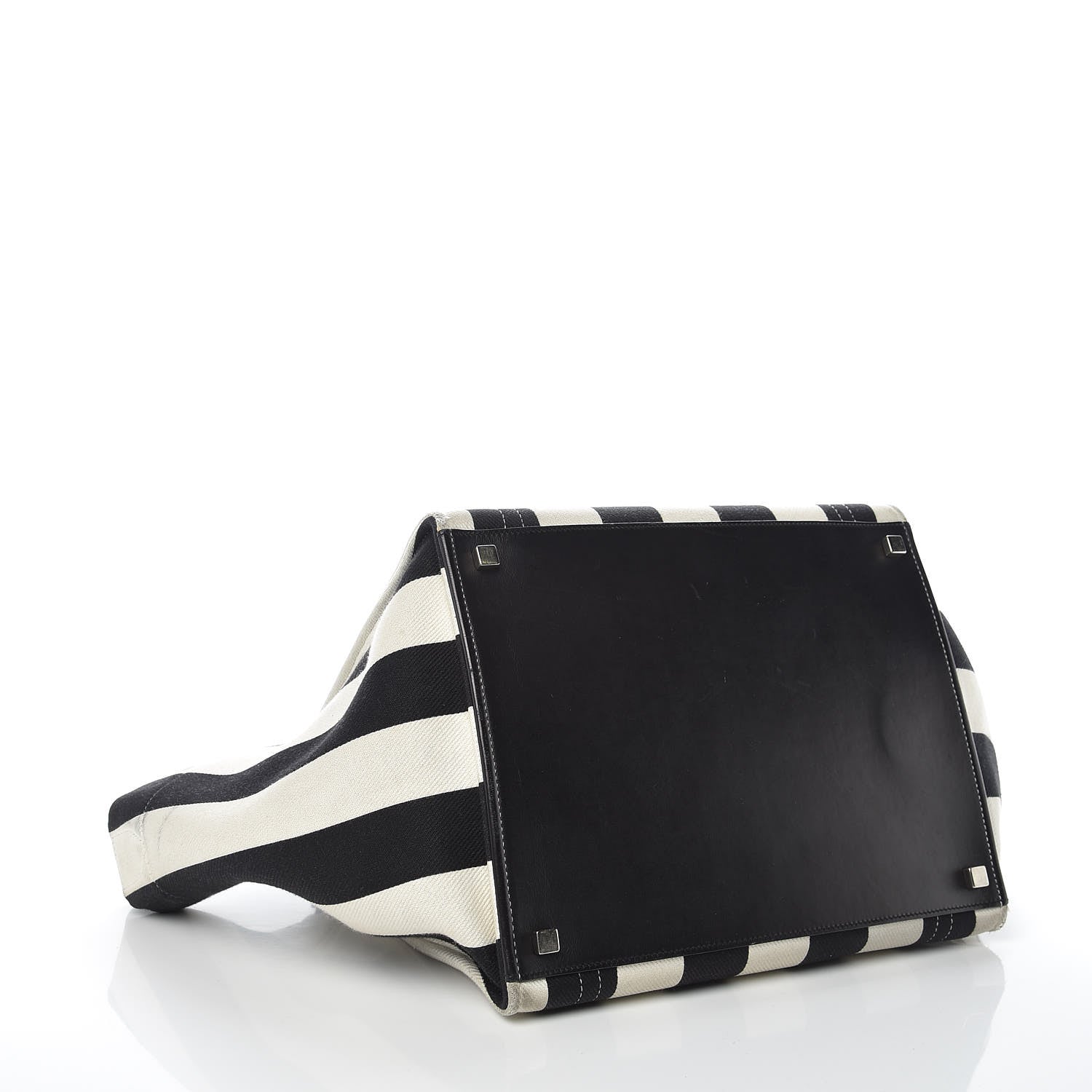 Celine Cotton Canvas Striped Medium Phantom Luggage White Black 4 of 12