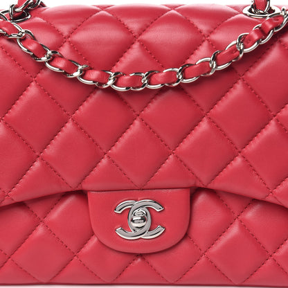 Chanel Lambskin Quilted Medium 3 Flap Dark Pink 10 of 10