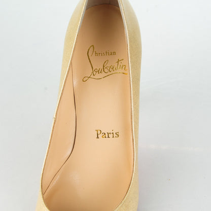 Christian Louboutin Glitter Patent Grosso Simple 100 Pumps 37 Gold 7 of 8
