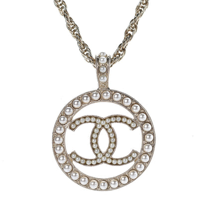 Chanel Pearl CC Medallion Necklace Gold 4 of 7