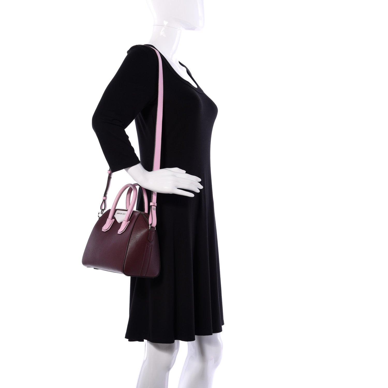 Givenchy Sugar Goatskin Mini Tri-Color Antigona Burgundy Pink White 2 of 16