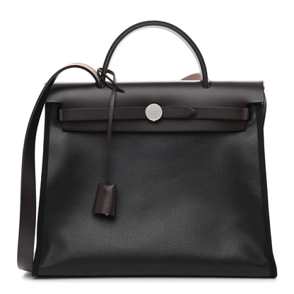 Hermes Toile H Berline Vache Hunter Herbag Zip PM 31 Black Ebene 3 of 13