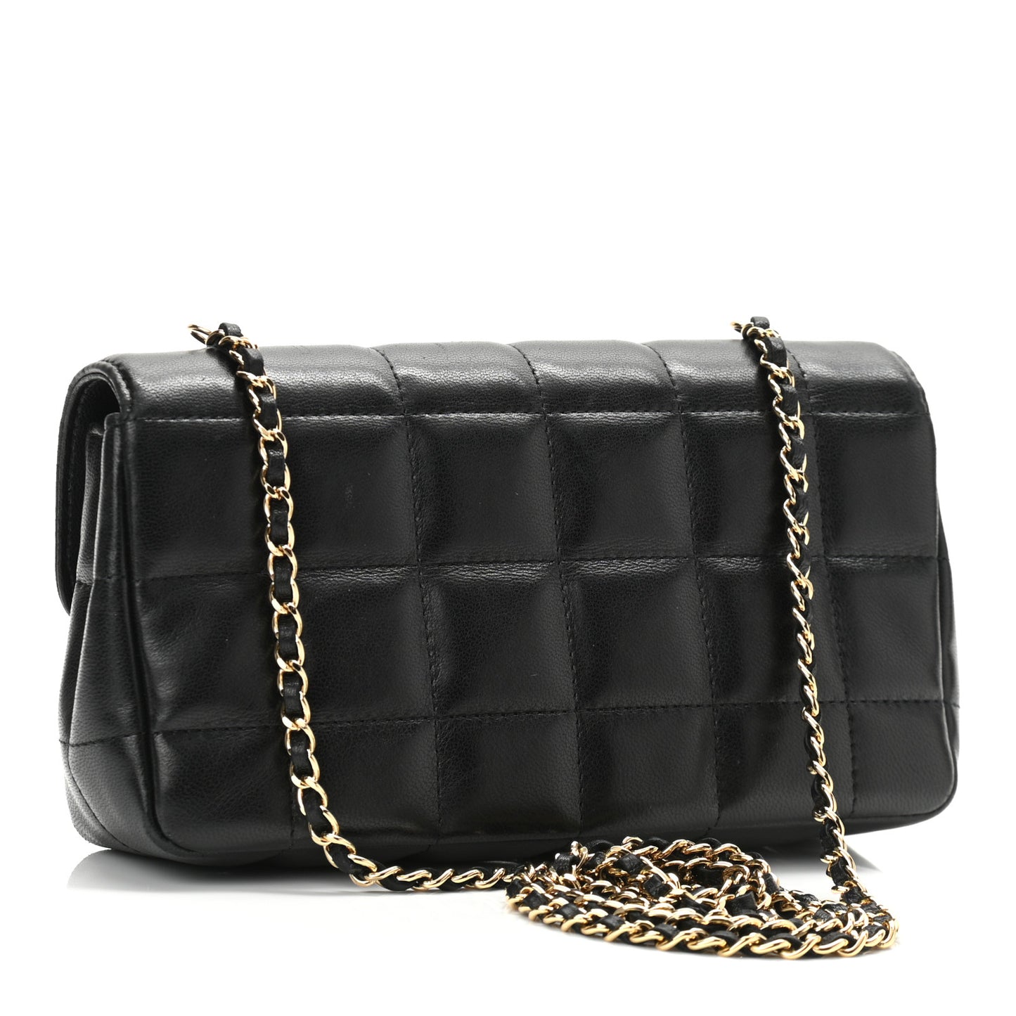 Lambskin Quilted Mini Chocolate Bar Flap Black