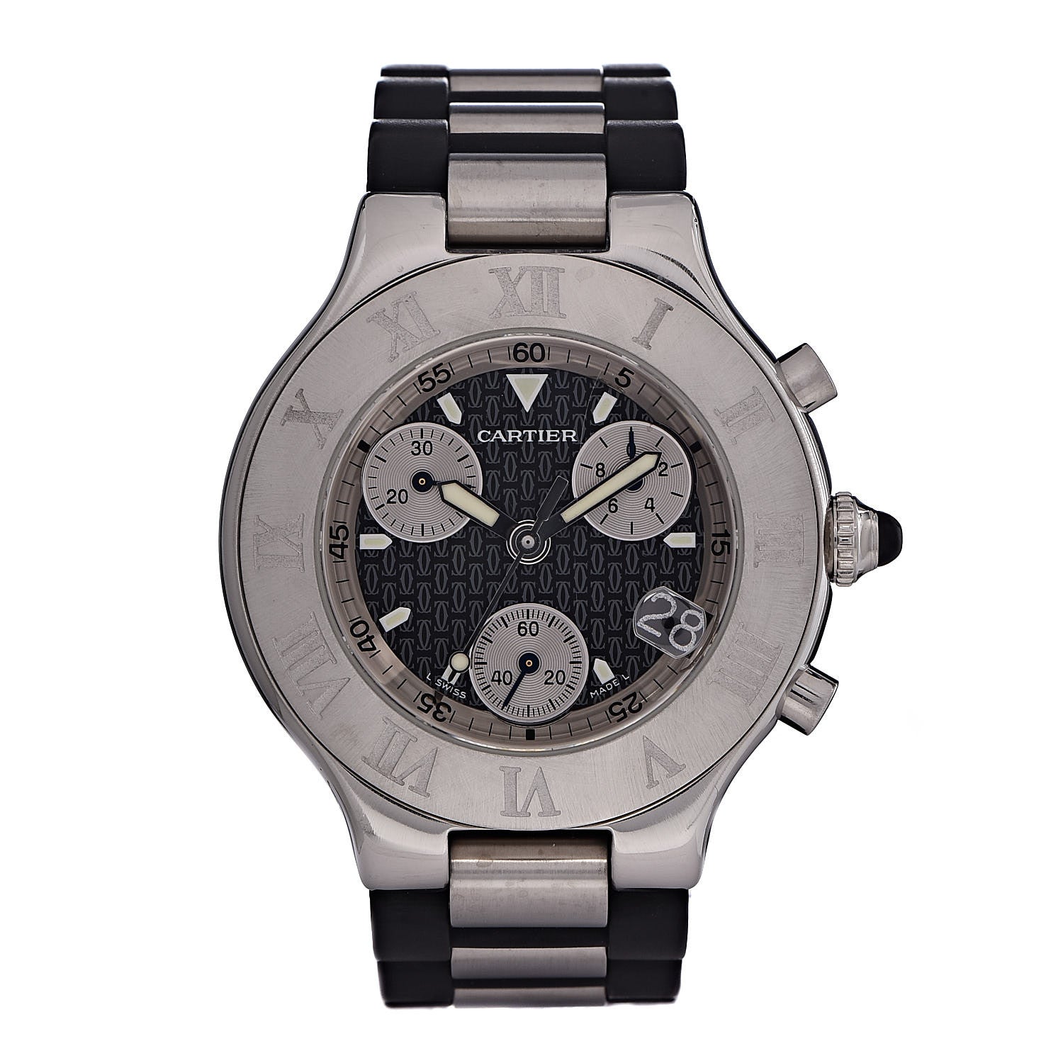 Cartier Stainless Steel Rubber 38mm Must 21 Chronoscaph Quartz Watch Black 1 of 20