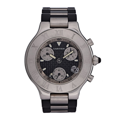 Cartier Stainless Steel Rubber 38mm Must 21 Chronoscaph Quartz Watch Black 1 of 20