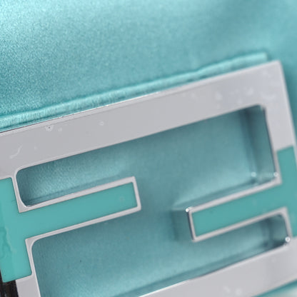Fendi X TIFFANY Satin Silk Sterling Silver Nano Maxi Buckle Baguette Tiffany Blue 15 of 17