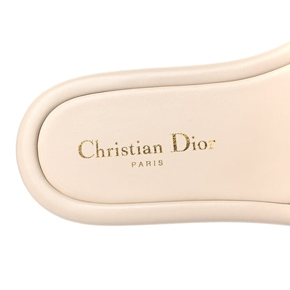 Christian Dior Lambskin Embossed Every-D Flat Slide Sandals 36 Off White 7 of 10