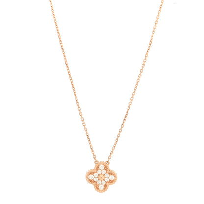 Van Cleef & Arpels 18K Rose Gold Diamond Vintage Alhambra Pendant Necklace 1 of 4