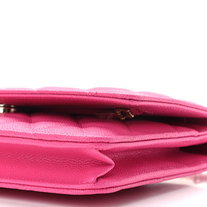 Chanel Caviar Quilted Wallet on Chain WOC Dark Pink 10 of 11