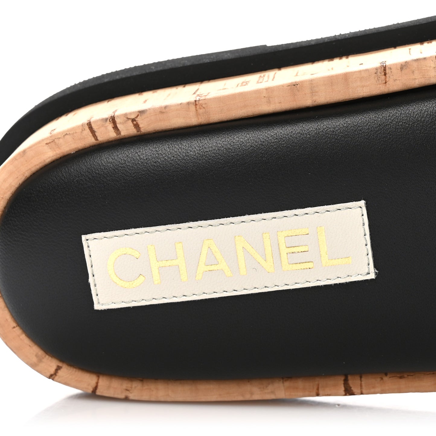 Fabric Pearl Cork CC Slip On Sandals 40 Black