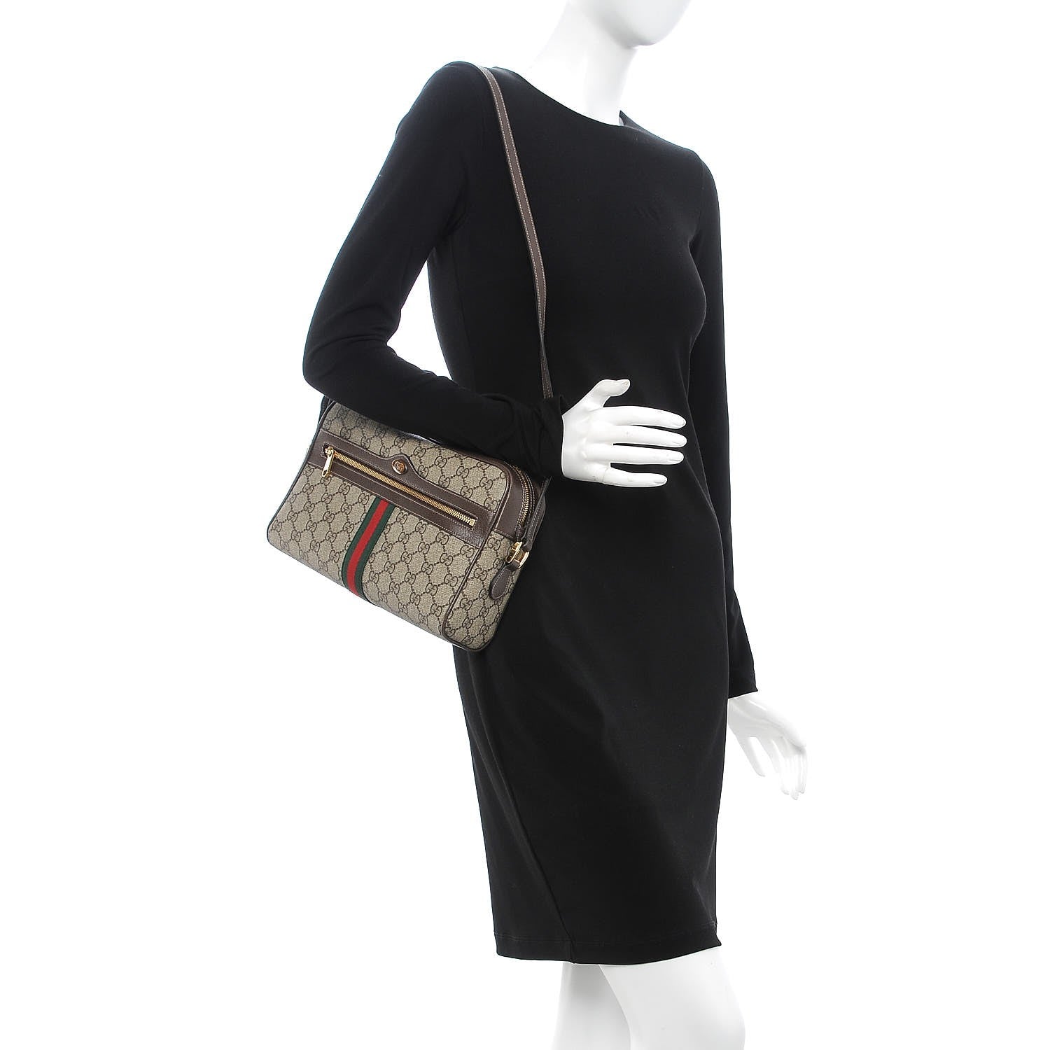 Gucci GG Supreme Monogram Web Small Ophidia Shoulder Bag Brown 2 of 7