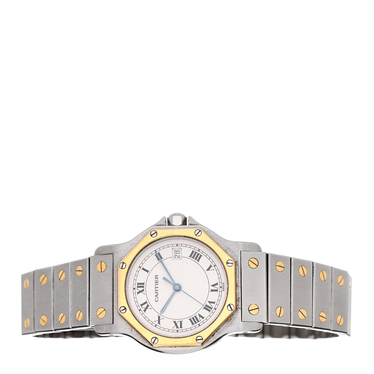 Stainless Steel 18K Yellow Gold 29mm Santos Octagon Quartz Watch
