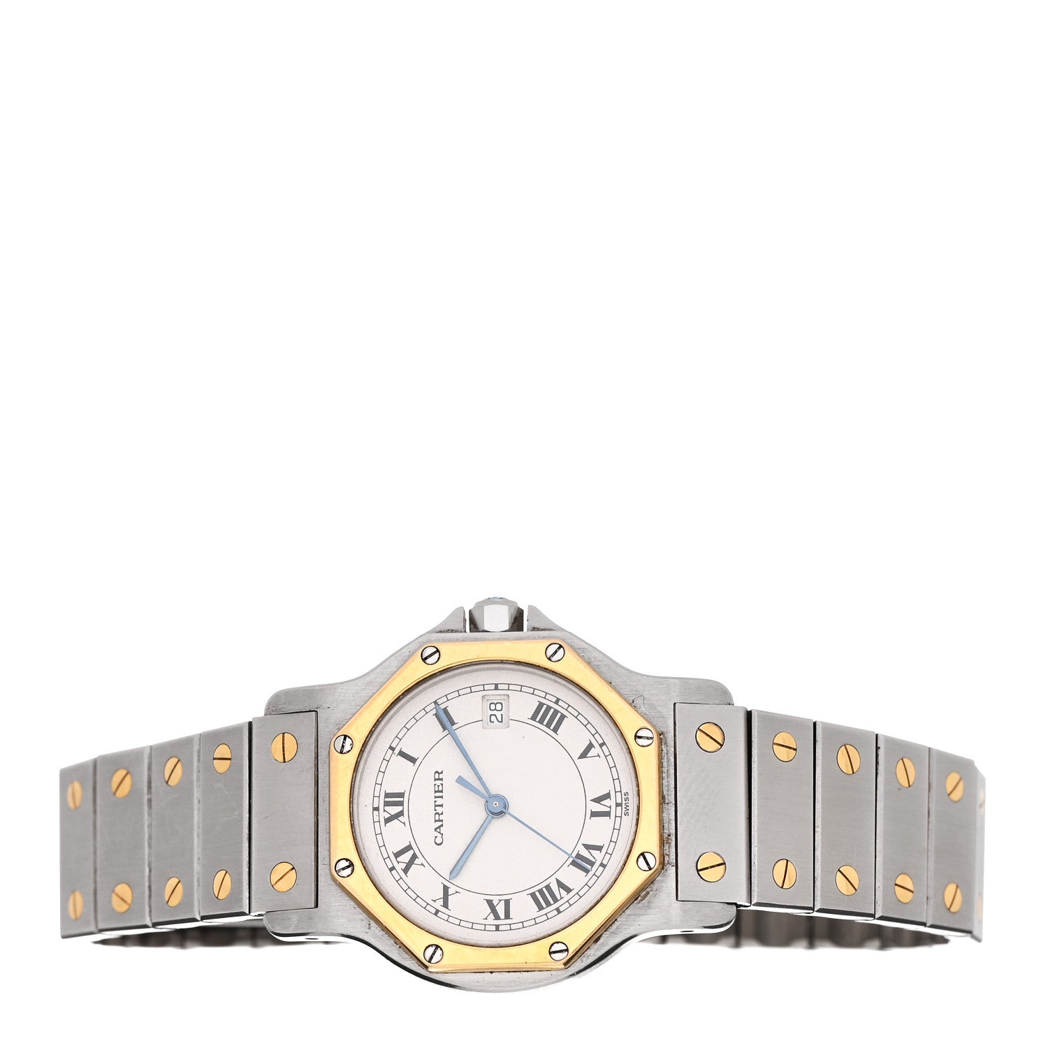 Cartier Stainless Steel 18K Yellow Gold 29mm Santos Octagon Quartz Watch 2 of 4
