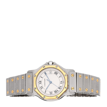 Cartier Stainless Steel 18K Yellow Gold 29mm Santos Octagon Quartz Watch 2 of 4