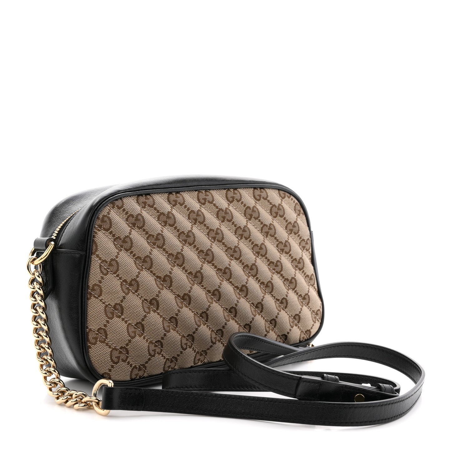 Monogram Matelasse Diagonal Small GG Marmont Chain Shoulder Bag Beige Black