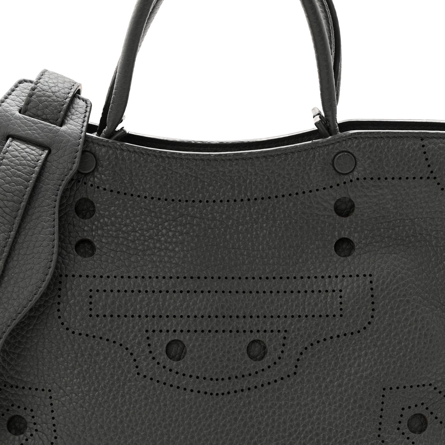 Veau Soyeux Perforated Blackout Hardware S City Gris Fossile