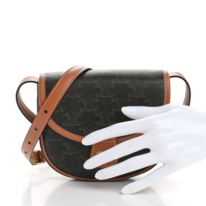 Celine Canvas Calfskin Triomphe Mini Besace Tan 3 of 11