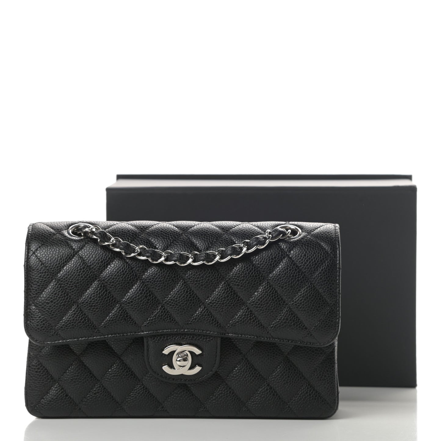 Caviar Quilted Small Double Flap Black