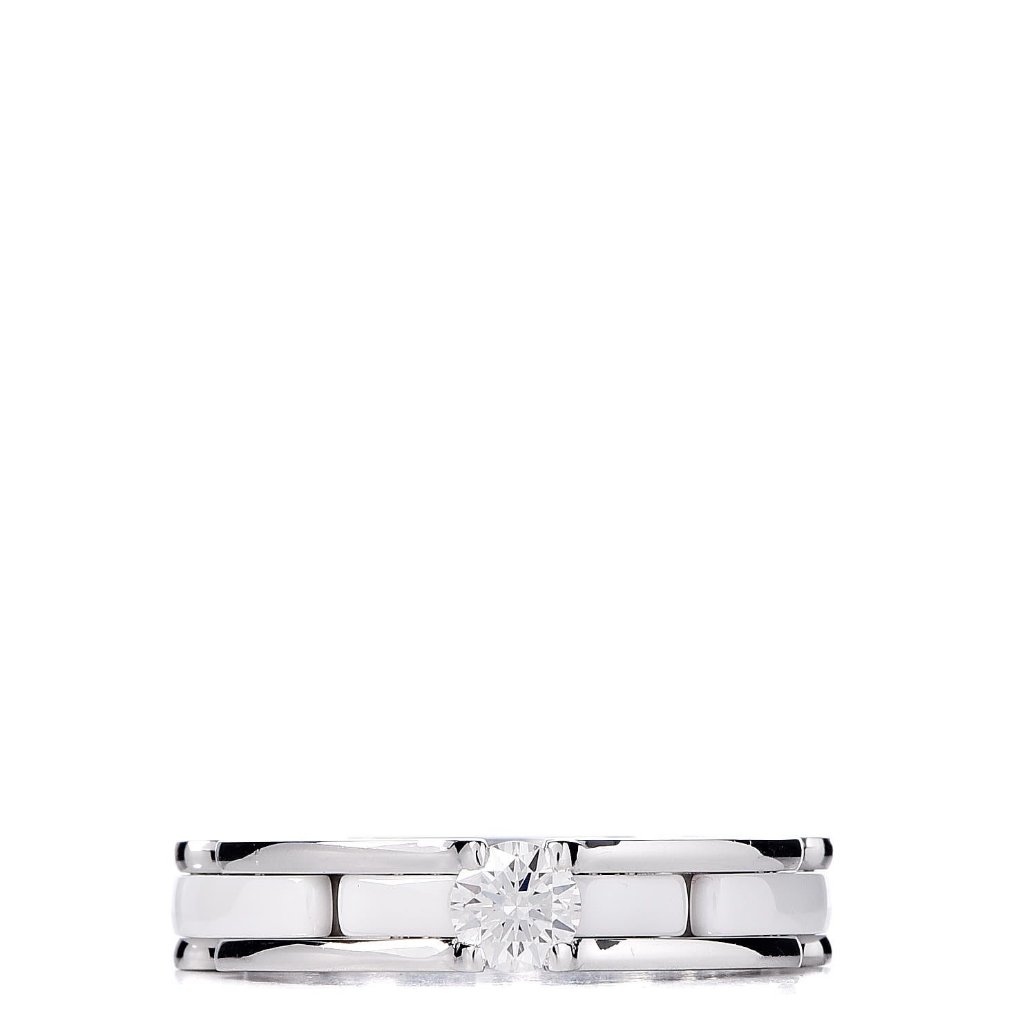 Chanel 18K White Gold Ceramic Diamond Slim Ultra Ring 49 4.75 White 1 of 11
