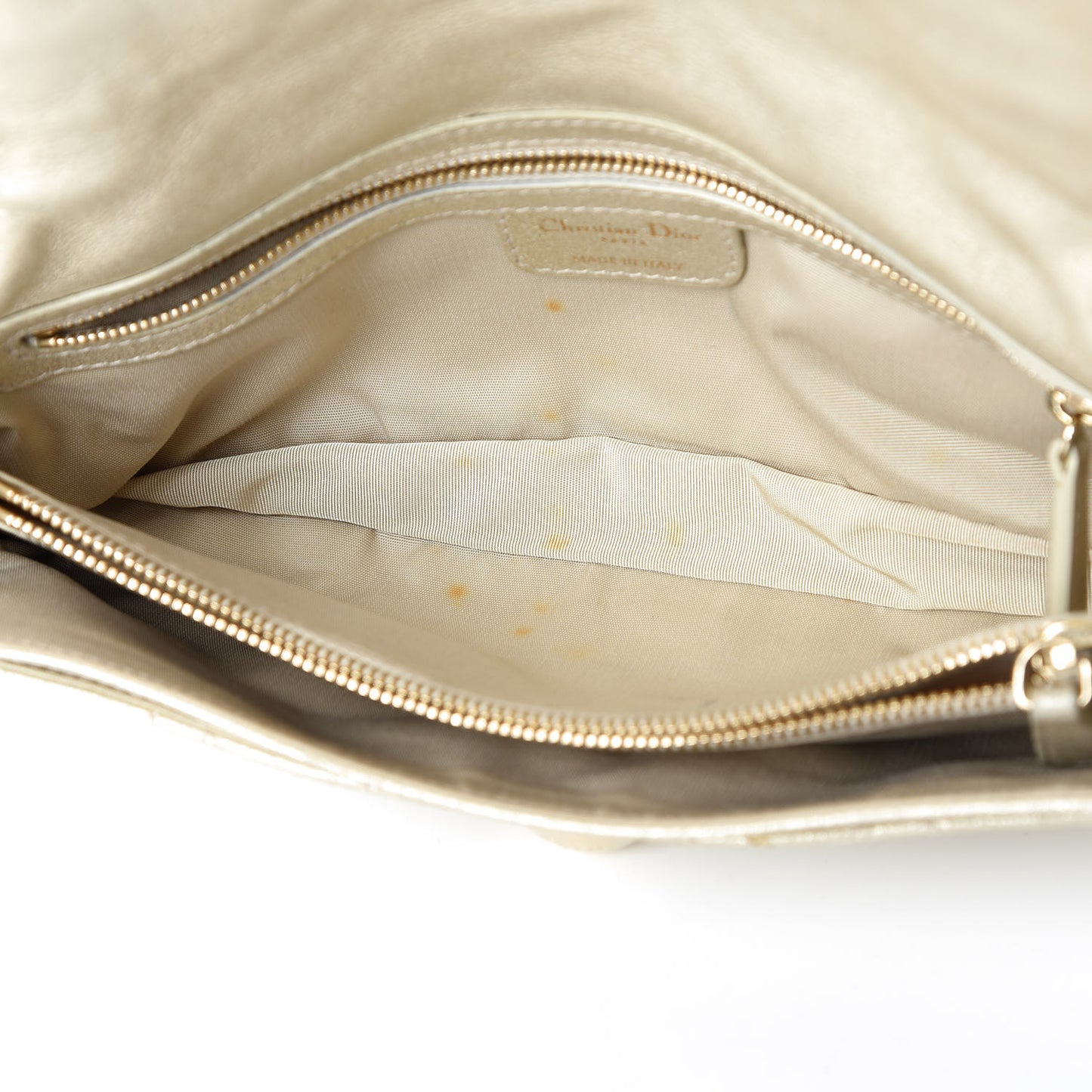 Metallic Lambskin Cannage Small Rendezvous Flap Gold