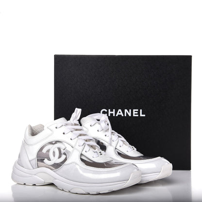 Chanel Calfskin Patent Transparent Sneakers 38 White 8 of 8
