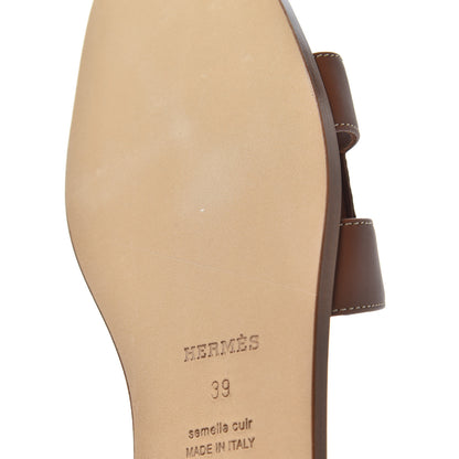 Hermes Box Calfskin Oran Sandals 39 Gold 13 of 14
