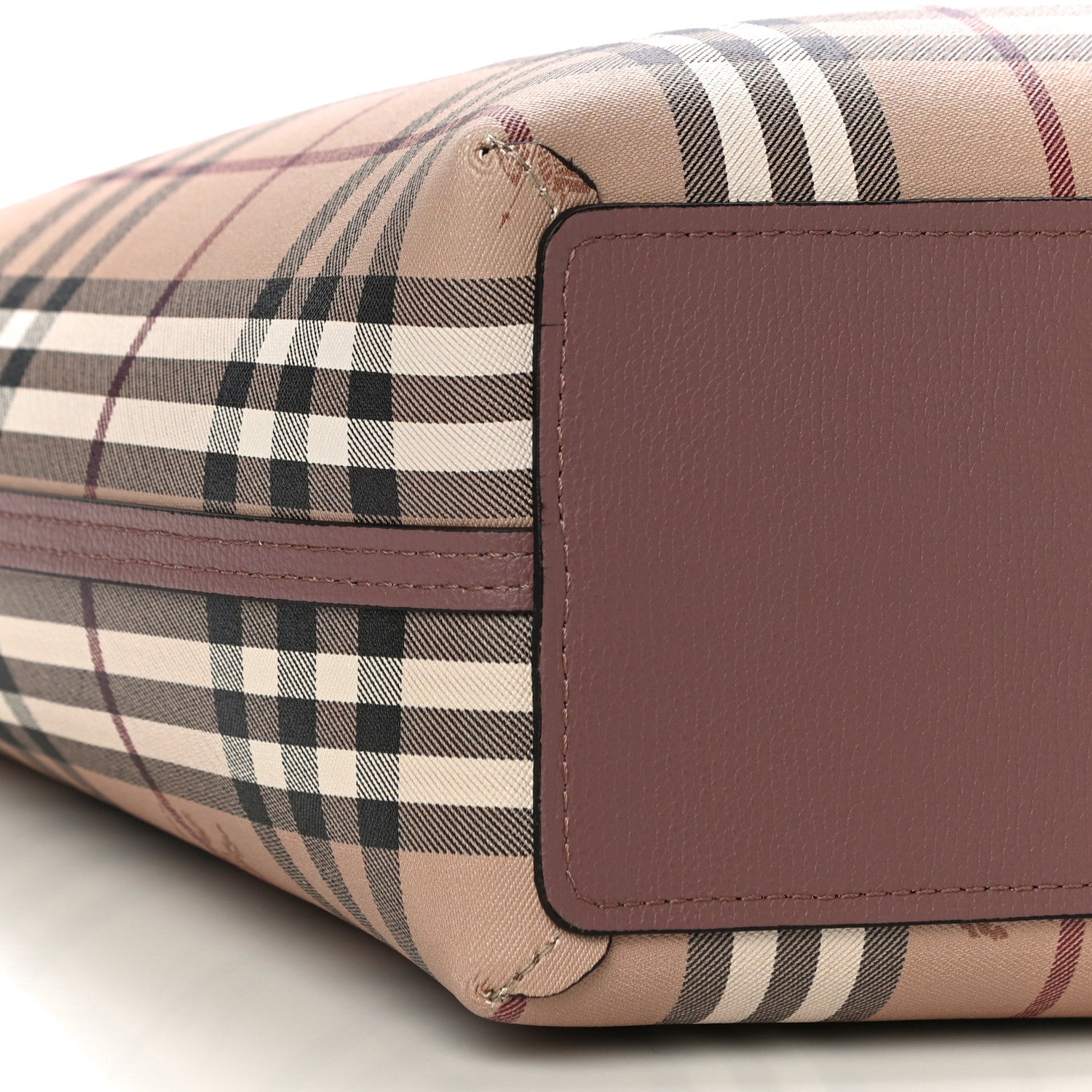 Burberry Grainy Calfskin Haymarket Check Medium Reversible Tote Light Elderberry 10 of 11