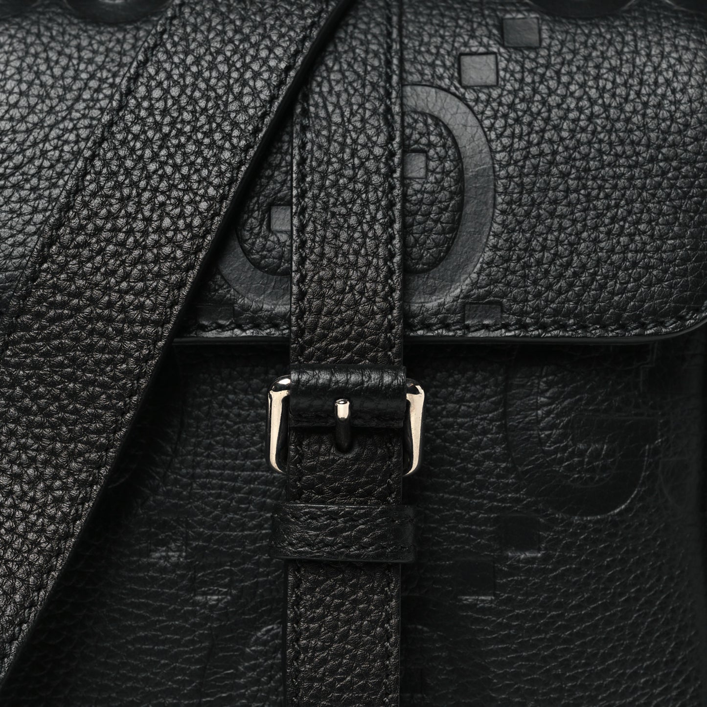 Piuma Calfskin Jumbo GG Embossed Small Messenger Bag Black