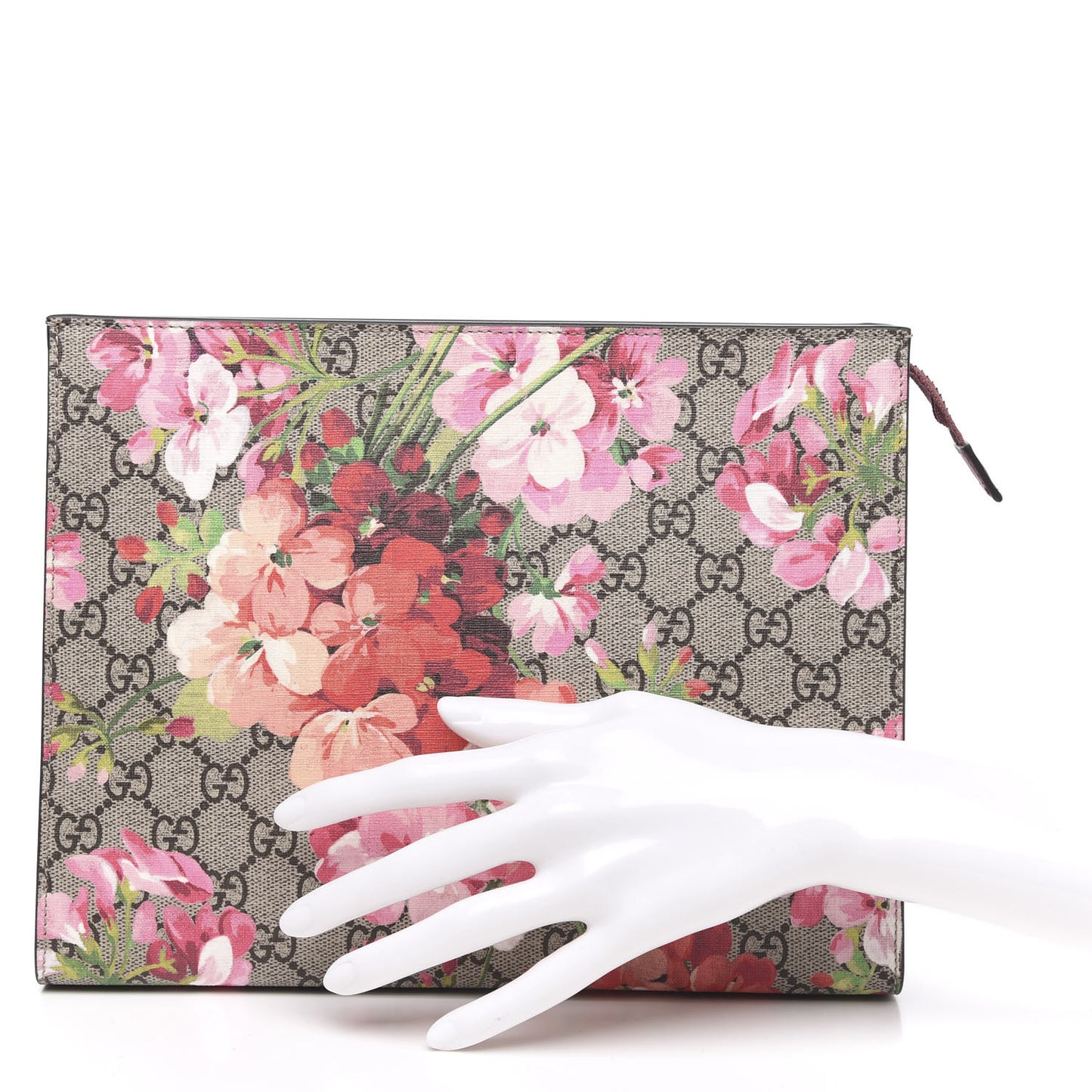 GG Supreme Monogram Blooms Large Cosmetic Case Beige Multicolor Dry Rose
