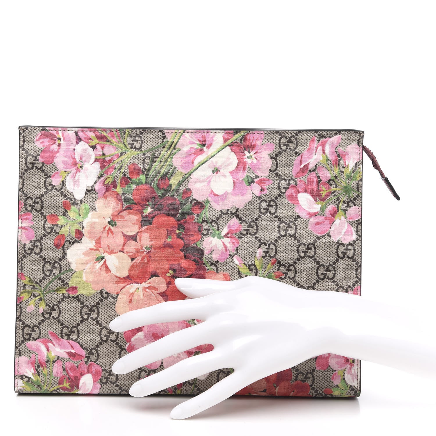 Gucci GG Supreme Monogram Blooms Large Cosmetic Case Beige Multicolor Dry Rose 2 of 10
