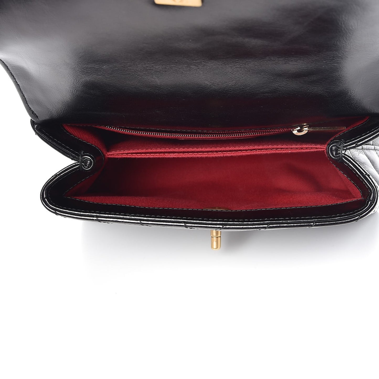 Calfskin Chevron Quilted Mini Coco Handle Flap Black