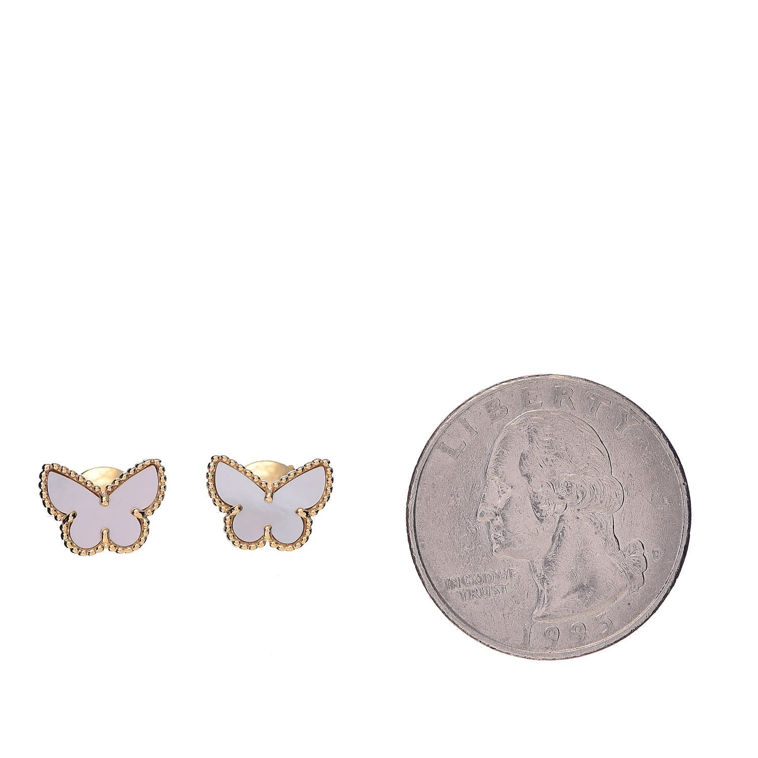 Van Cleef & Arpels 18K Yellow Gold Mother of Pearl Sweet Alhambra Butterfly Earrings 2 of 5