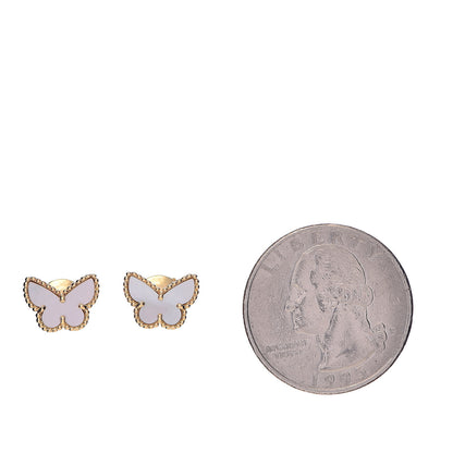 Van Cleef & Arpels 18K Yellow Gold Mother of Pearl Sweet Alhambra Butterfly Earrings 2 of 5