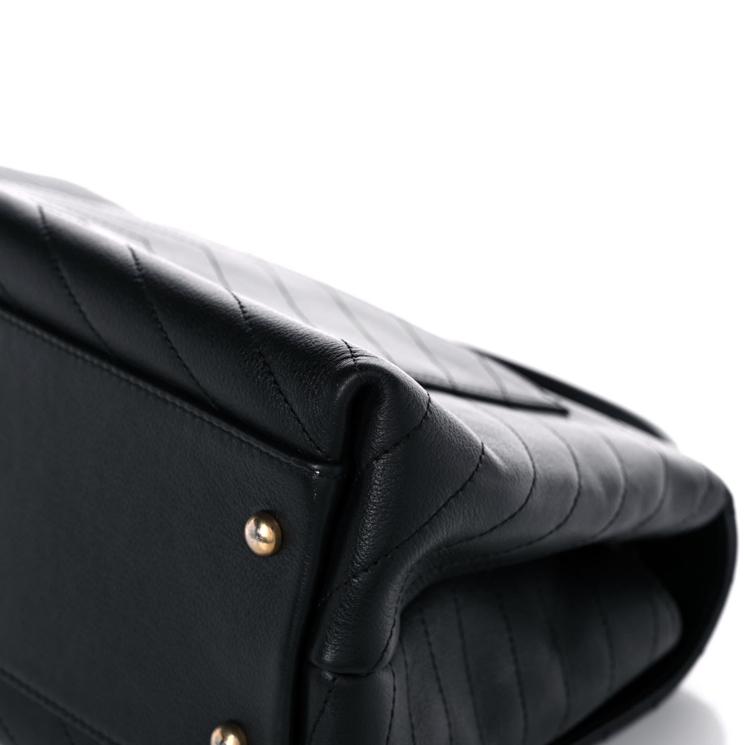 Chanel Grained Calfskin Chevron Stitched Medium Chic Top Handle Flap Black 12 of 13