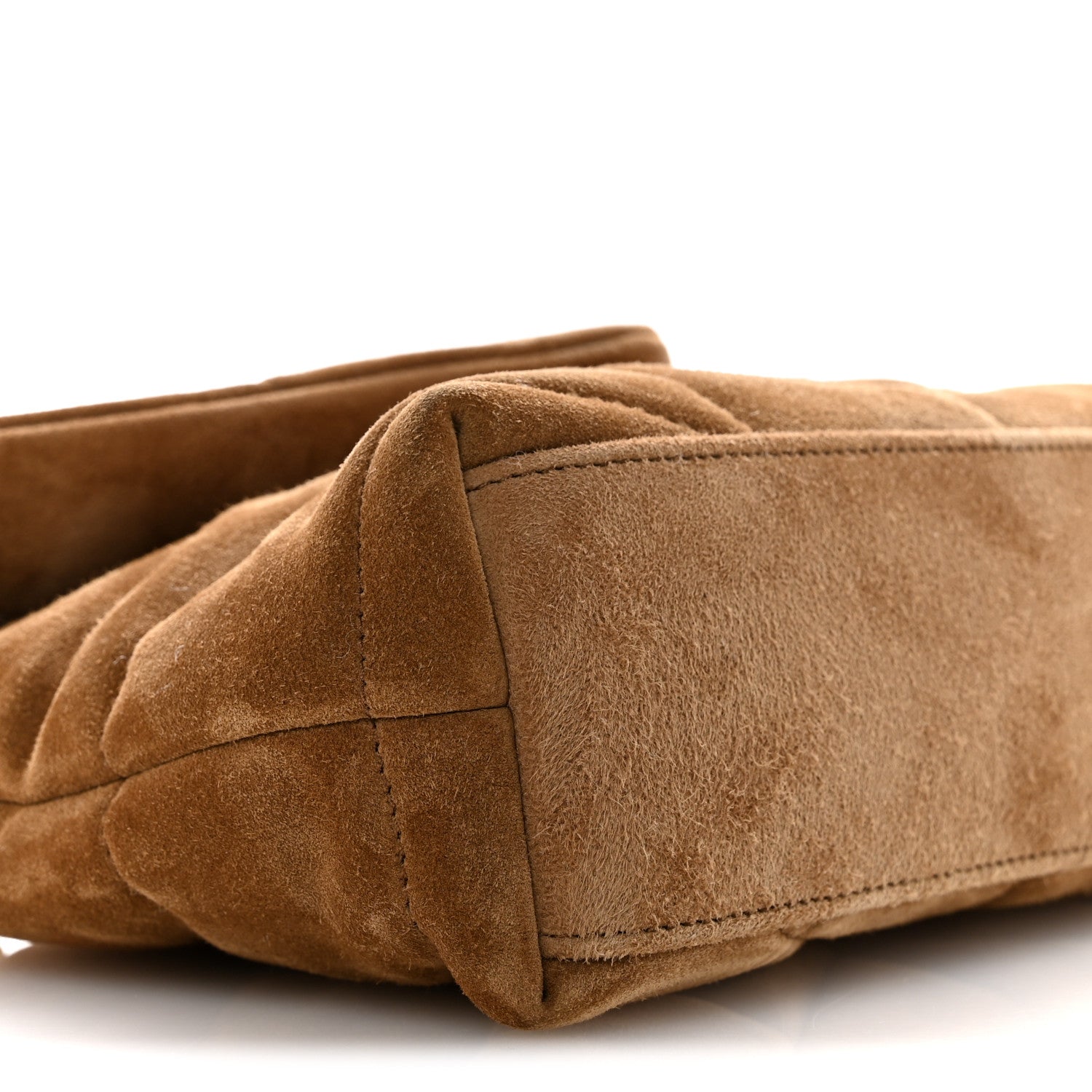 Saint Laurent Suede Calfskin Quilted Toy Loulou Puffer Monogram Chain Satchel Golden Leaf 9 of 11